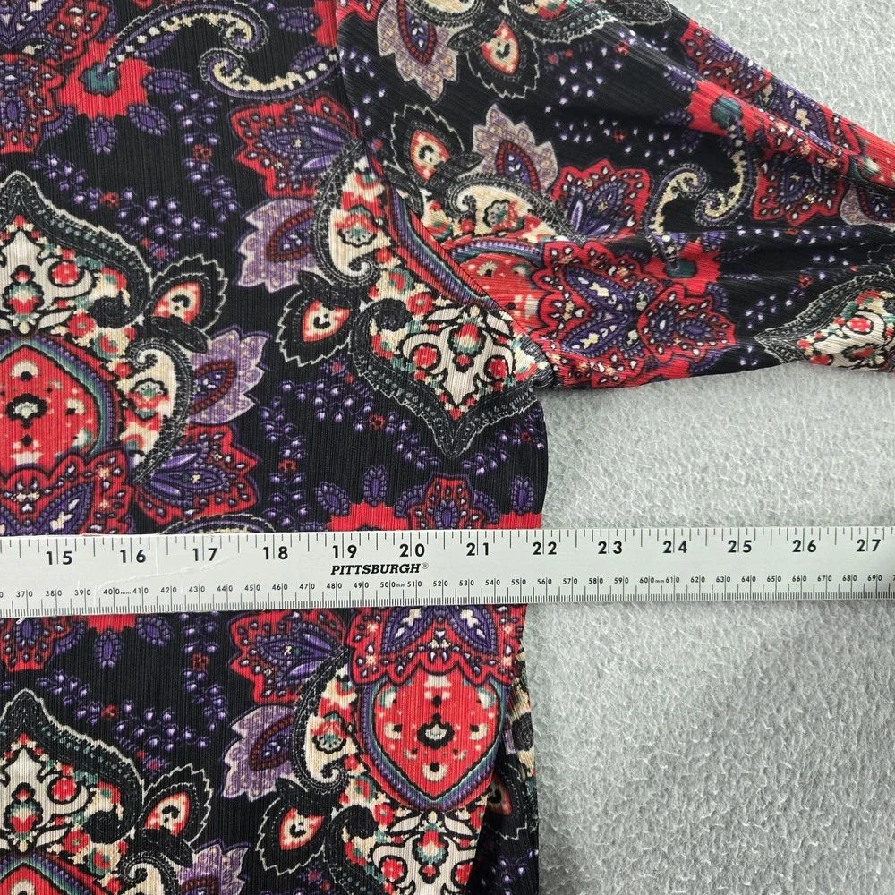 Dana Buchman‎ Women Blouse XL Black Paisley Scoop Neck Pullover Tunic